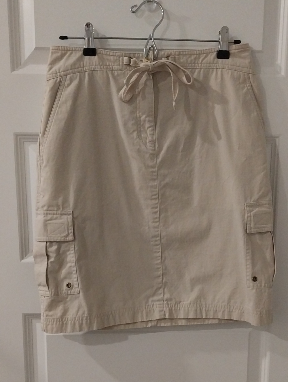 Jones New York Tan Midi Cargo Skirt with Drawstring Waist Sz 6 EUC